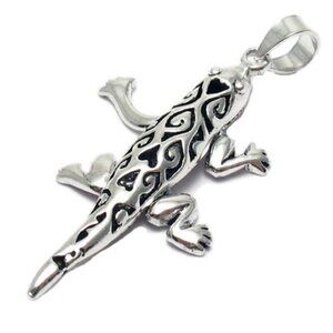 EXQUISITE STERLING SILVER 3D GECKO LIZARD WITH MOVABLE LEGS PENDANT